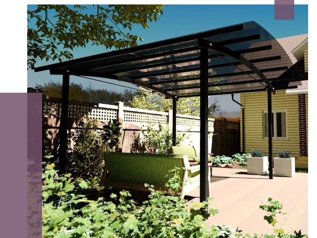 Навесы для террасы в Боровичах от 13289 руб. под ключ | ПРОЛЁТ-Брв