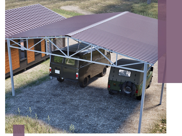 Двускатные навесы под ключ в Боровичах — изготовление и монтаж